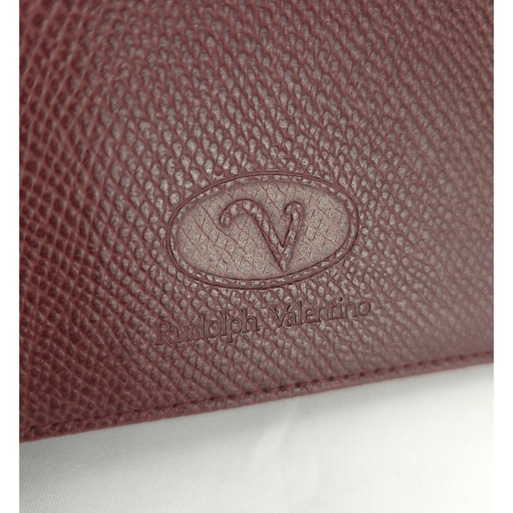 Vintage Rudolph Valentino Burgundy Leather Continental Wallet Embossed Logo - Picture 3 of 15